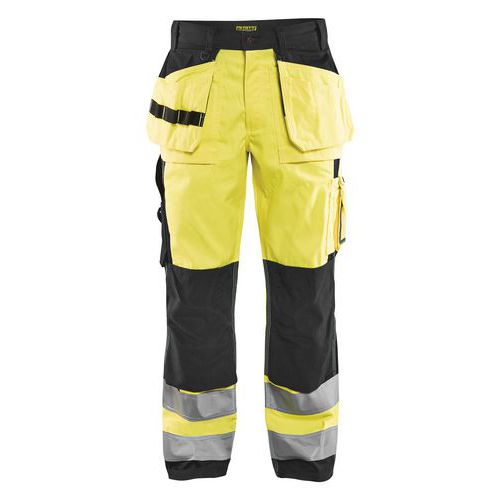 Highvis riipputaskuhousut Huomio keltainen/Musta