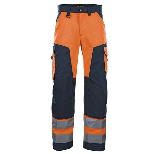 Highvis housut Huomio oranssi/Mariininsininen