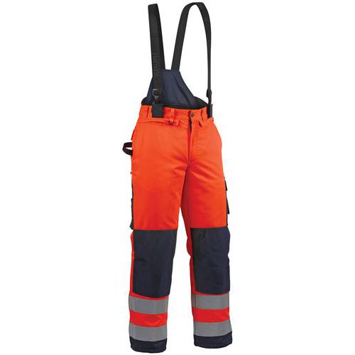 Highvis talvihousut henkseleillä Huomio oranssi/Mariininsininen