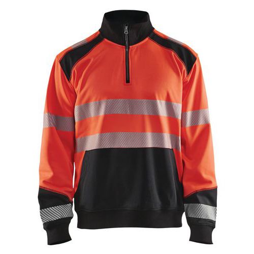 Highvis collegepaita lyhyellä vetoketjulla Huomio punainen/Musta