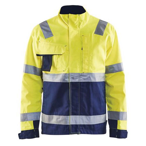 Highvis takki Huomio keltainen/Mariininsininen