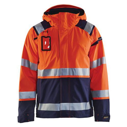 Highvis kuoritakki Huomio oranssi/Mariininsininen