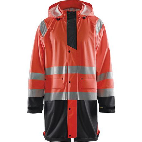 Highvis sadetakki, TASO 1 Huomio punainen/Musta - Blåkläder