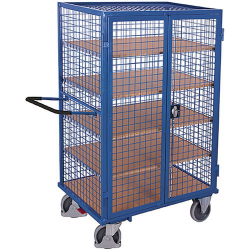 Ritiläkärry, jossa on saranaovet ja hyllyt - 500 kg