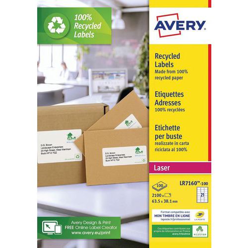 Kierrätetty etiketti Avery - Lasertulostin - Avery