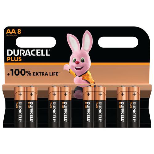 Plus 100 % AA alkaliparisto - 4, 8 tai 12 yksikköä - Duracell
