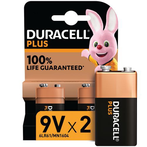 Plus 100% 9 V ‑alkaliparisto - 2 yksikköä - Duracell