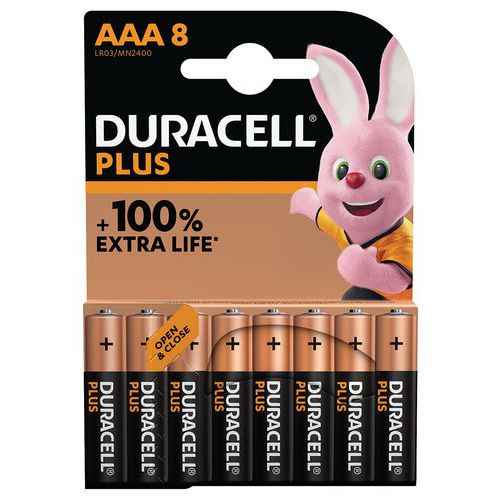 Plus 100 % AAA alkaliparisto - 4, 8 tai 12 yksikköä - Duracell