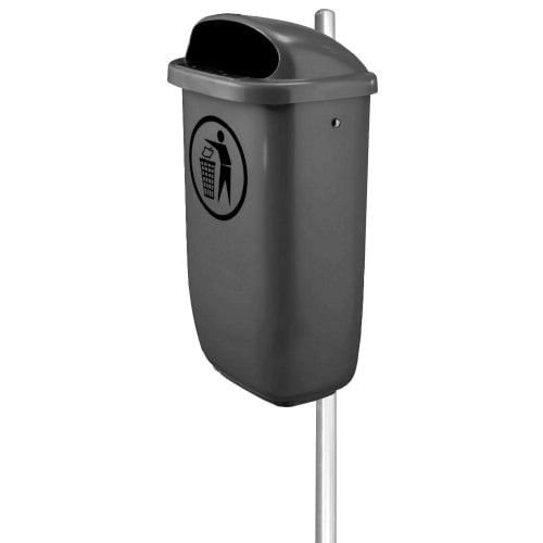 Roska-astia 50 L Seinään/Tolppaan, Tummanharmaa Roska-astia 50 L Seinään/Tolppaan, Tummanharmaa
