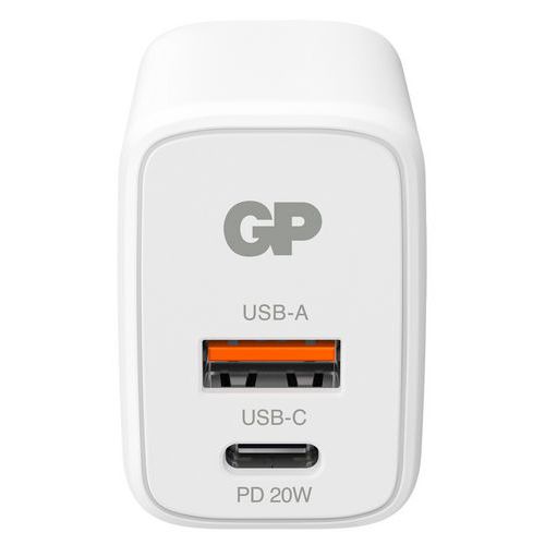 Seinälaturi WM2B, PD 20W, USB-A/USB-C - GP Seinälaturi WM2B, PD 20W, USB-A/USB-C - GP