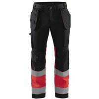 Highvis riipputaskuhousut stretch Musta/Huomio punainen