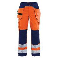 Naisten highvis riipputaskuhousut Huomio oranssi/Mariininsininen - Blåkläder
