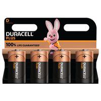 Plus 100% D ‑alkaliparisto - 2 tai 4 yksikköä - Duracell