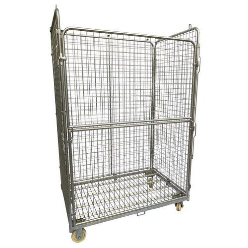 Suuri kolmiseinäinen rullakko, jonka etuosassa aukko - Kapasiteetti 600 kg - Manutan Suuri kolmiseinäinen rullakko, jonka etuosassa aukko - Kapasiteetti 600 kg - Manutan